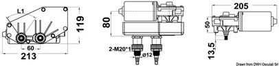 motor serije 70W za brisače - 24V, max 800 mm