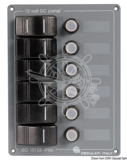 električna komandna ploča od aluminija sa 6 prekidača - vertikalna