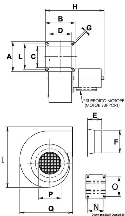 ventilator centrifugalni od čelika - rotacija LD, 24V, 120W